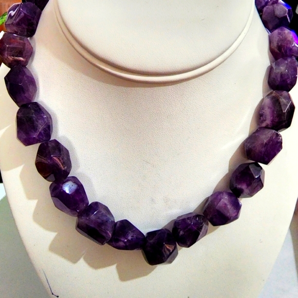 Amethyst Chunky Faceted Nugget Choker - Picture 4 of 7
